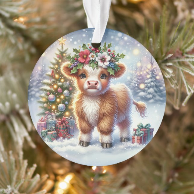 Ornamento Calf with Holly Crown & Tree Glow (Árvore)