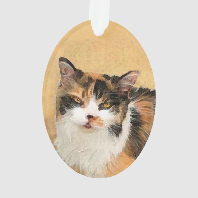 Ornamento Calico Cat Painting - Gato Original Bonito (Verso)