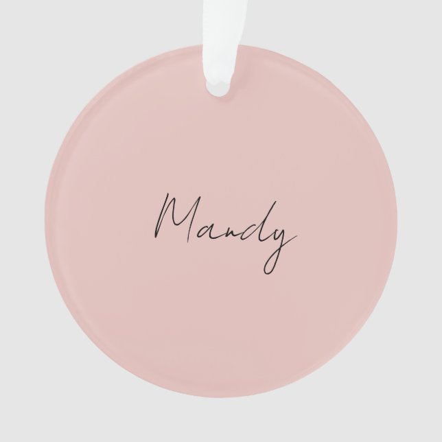 Ornamento Caligrafia Elegante Rosa Dourado Simples Nome (Frente)