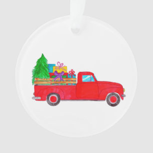 Ornamento Caminhão de coleta retrô com presentes de Natal
