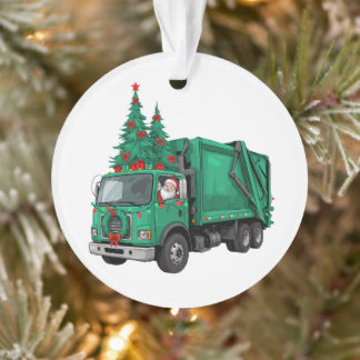 Ornamento Caminhão de lixo Natal Papai Noel Coroa Sanitário