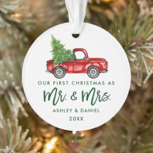 Ornamento Caminhão de Vintagem do Primeiro Natal - Script de