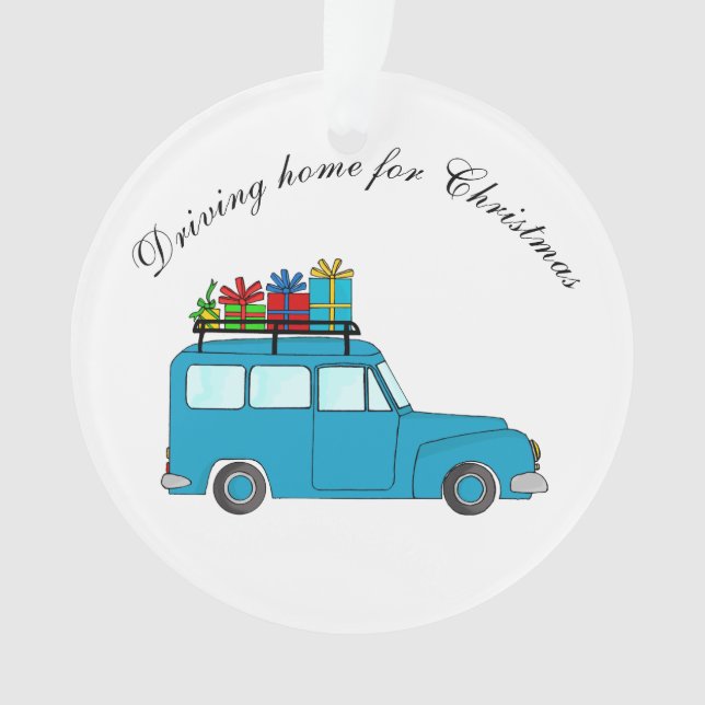 Ornamento Caminhão "Dirigindo para o Natal" com presentes (Frente)