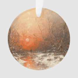 Ornamento Caminho da Floresta com Caçador no Sunset