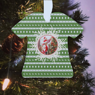Ornamento Camisa Acrílica Feia de Natal, verde-Chic