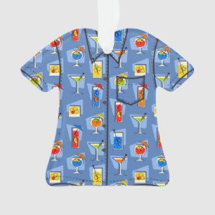 Ornamento Camisa Aloha de Bebida Tropical Hawaiana Feliz