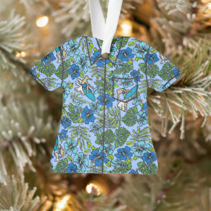 Ornamento Camisa Aloha de Hibisco Havaiano Surf Pareau - azu