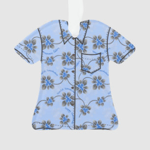 Ornamento Camisa Azul Floral Aloha Havaiana Holly Hanukkah