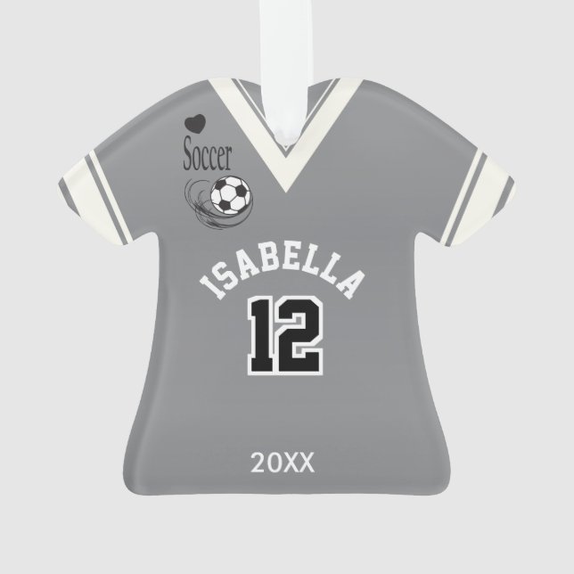 Ornamento Camisa cinzenta do futebol (Verso)