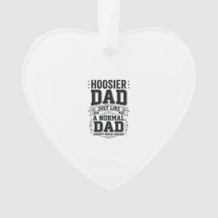 Ornamento Camisa com Citação de Entalhe Vintage Hoosier Dad_