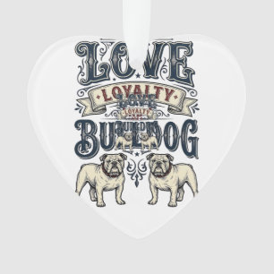 Ornamento Camisa de Amor Bulldog Gravura Vintage Citação de