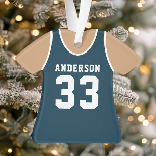 Ornamento Camisa de Basquete Navy Personalizada