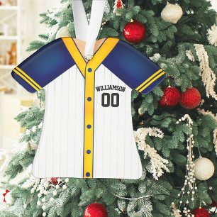 Ornamento Camisa de beisebol azul e amarelo