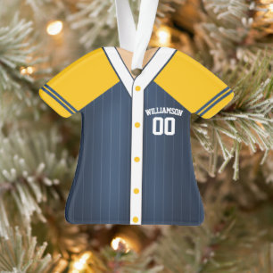 Ornamento Camisa de beisebol personalizada com as cores do t