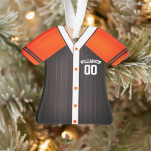 Ornamento Camisa de beisebol preta e laranja