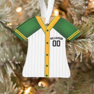 Ornamento Camisa de beisebol verde e amarela
