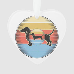 Ornamento Camisa de cachorro vintage dachshund pôr do sol re