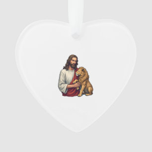Ornamento Camisa de Fé Gravada Leão e Cordeiro Jesus 2