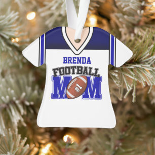 Ornamento Camisa de Futebol Americano para Mãe Branca/Azul