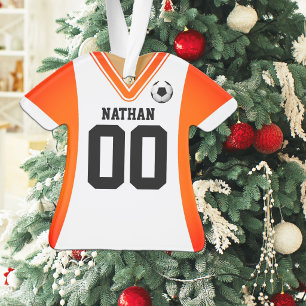 Ornamento Camisa de Futebol Laranja e Branco