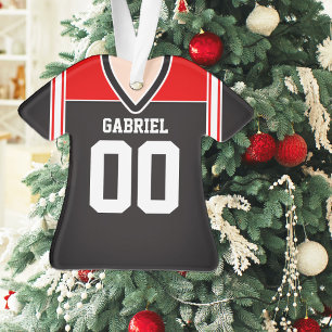 Ornamento Camisa de Futebol Preta e Vermelha