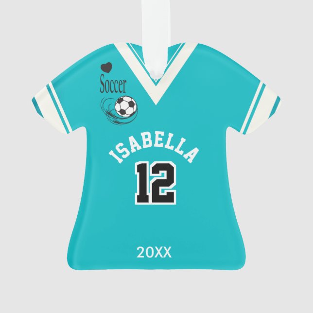 Ornamento Camisa De Futebol Teal (Verso)