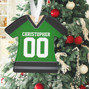 Ornamento Camisa de hóquei personalizada verde e preta