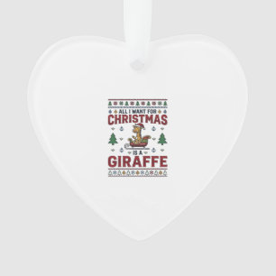 Ornamento Camisa de Natal Funny Giraffe Sleigh Des