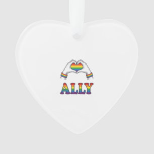 Ornamento Camisa de orgulho vintage coração mãos arco-íris a