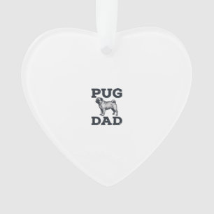 Ornamento Camisa de Pai de Pug com Desenho de Gravura Vintag