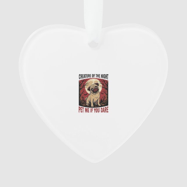 Ornamento Camisa de Pug de Halloween com Cemitério Assustado (Frente)