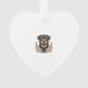 Ornamento Camisa de retrato floral de Rottweiler vintage Des