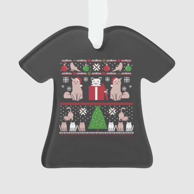 Ornamento Camisa De Suor Feio De Gato De Natal (Frente)