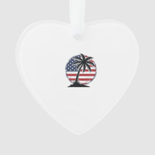 Ornamento Camisa de Verão com Bandeira Americana e Palmeira 