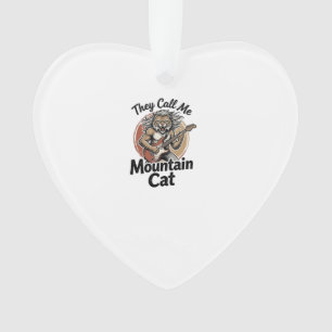 Ornamento Camisa Gráfica Vintage de Gato na Montanha_1