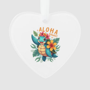 Ornamento Camisa havaiana Aloha Havaí Tartaruga Marinha Meni
