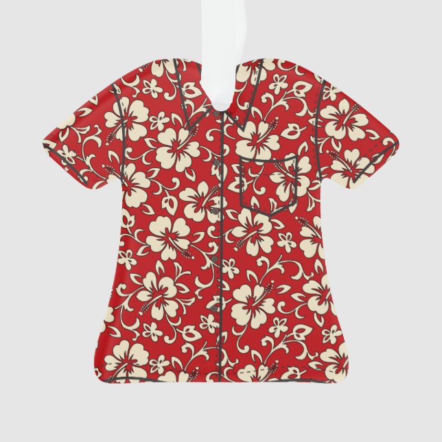 Ornamento Camisa havaiana do vintage do hibiscus de Malia (Frente)