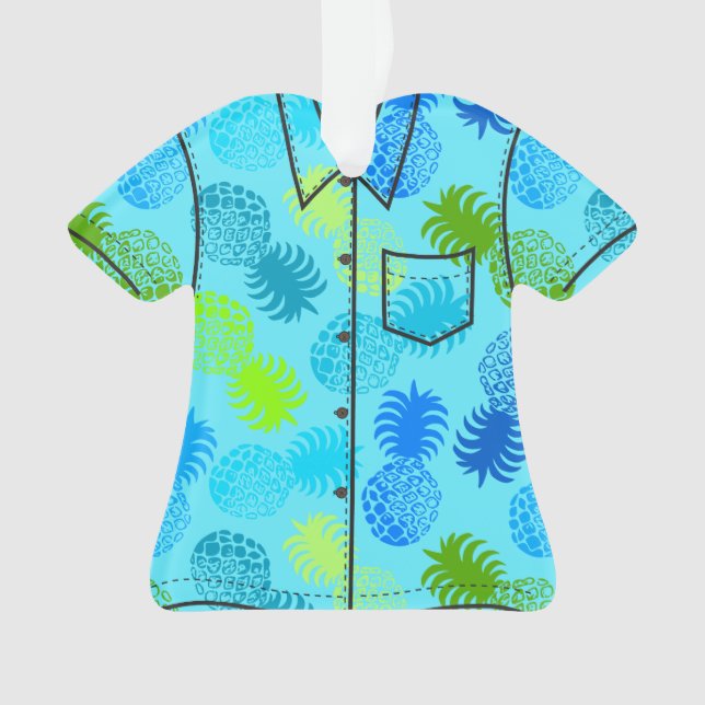 Ornamento Camisa Momona Hawaiai Tropical do Abacaxi Aloha (Frente)