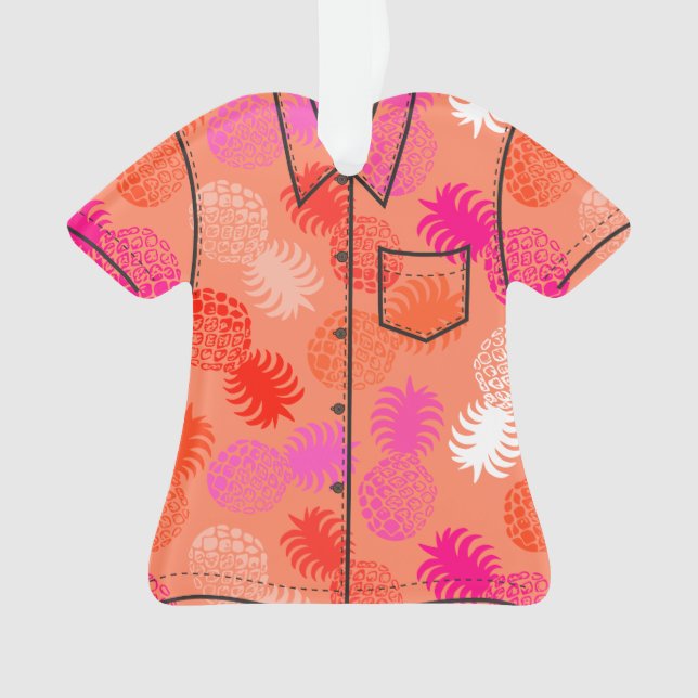 Ornamento Camisa Momona Hawaiai Tropical do Abacaxi Aloha (Frente)