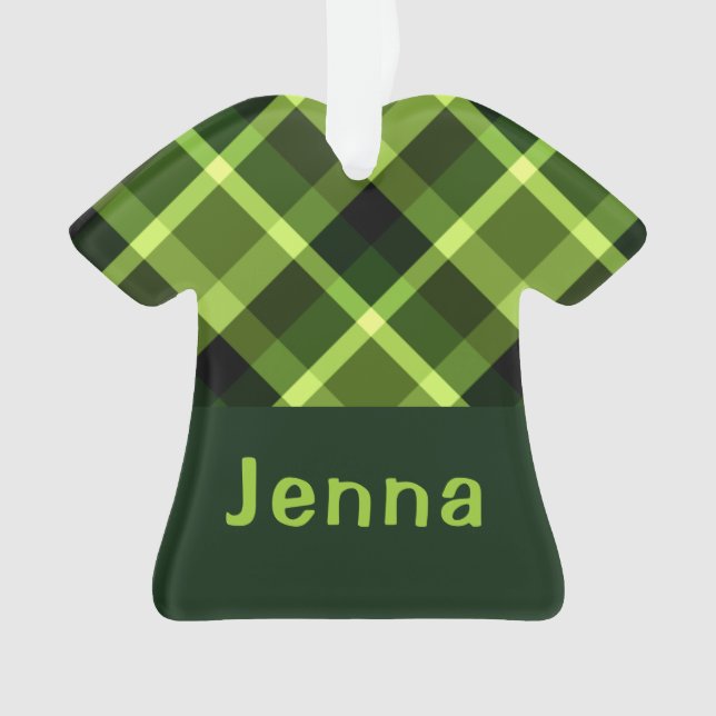 Ornamento Camiseta Acrílica Monográfica de Xadrez Verde de E (Frente)