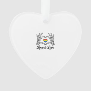 Ornamento Camiseta Amor É Amor Coração Arco-Íris Mãos de Esq