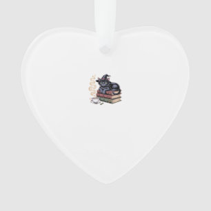 Ornamento Camiseta Clássica Gato Preto em Livros de Feitiçar