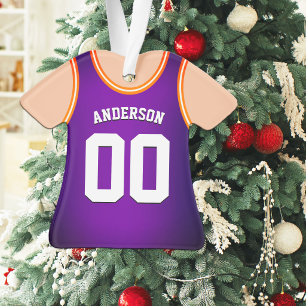Ornamento Camiseta de basquete com cores da equipe Roxo e La