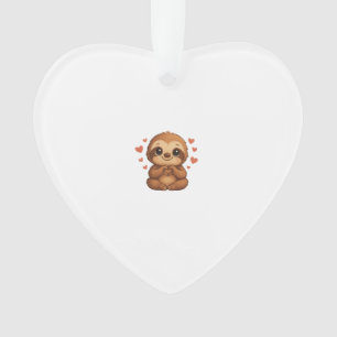 Ornamento Camiseta de Manga Longa Kawaii Sloth Hearts Cute S