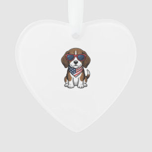 Ornamento Camiseta Óculos de Sol Cachorrinho Beagle Patrióti