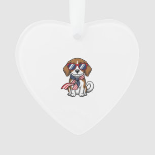 Ornamento Camiseta Óculos de Sol Cão Beagle Patriota Vintage