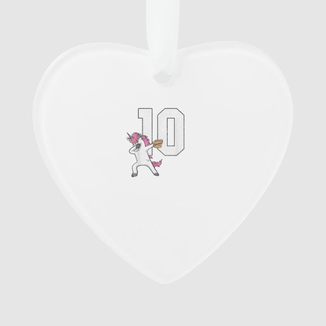 Ornamento Camiseta Unicórnio Dabbing Softbol Número 10 - Sof (Frente)
