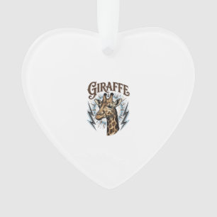 Ornamento Camiseta Vintage Girafa com Relâmpago Desenhada_