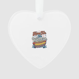 Ornamento Camiseta Vintage Hot Dog Here For The Wieners_1