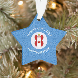 Ornamento canadense Angel Hanukkah Flag Personalizado